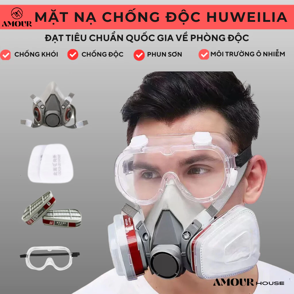 Bộ Mặt Nạ Phòng Độc, Y tê, Phòng Khói Độc, Phun Thuốc Sâu, Mặt Nạ Phun Sơn, In Ấn, Mạ Đúc Kim Loại
