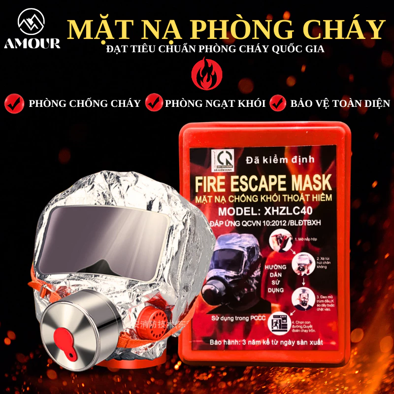 Mặt Nạ Phòng Cháy XHZLC40, Chống Ngạt Khói Độc, Đạt Tiêu Chuẩn Của PCCC, Mặt Nạ Phòng Cháy Trẻ Em