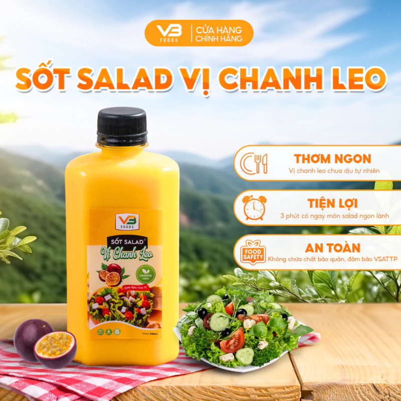 Sốt salad chanh leo VB Foods 330ml rau hoa quả, sốt chấm hải sản, thanh mát đậm đà