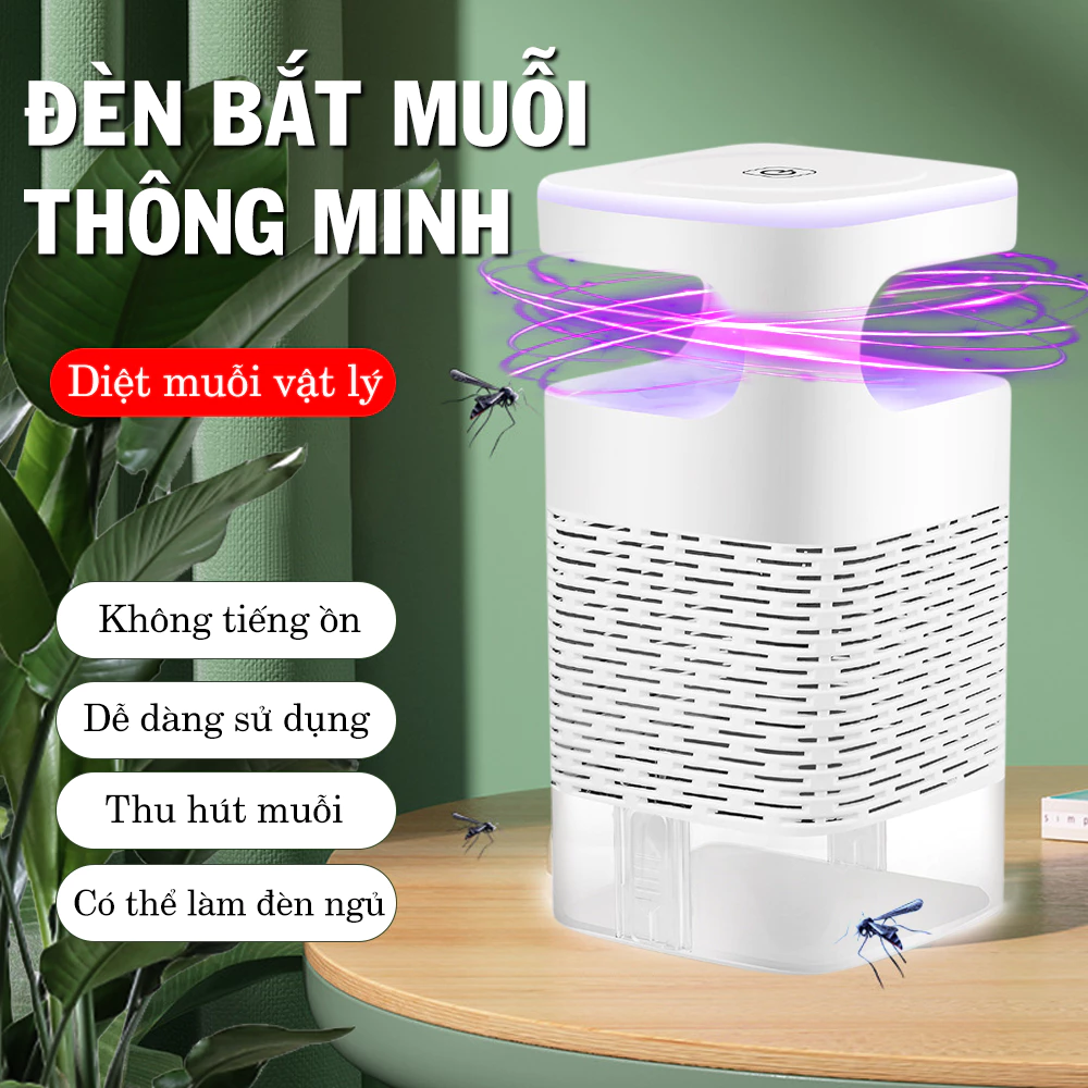 Đèn bắt muỗi diệt côn trùng thông minh, máy bắt muỗi kiêm đèn ngủ có cổng sạc USB ( Mầu Trắng )