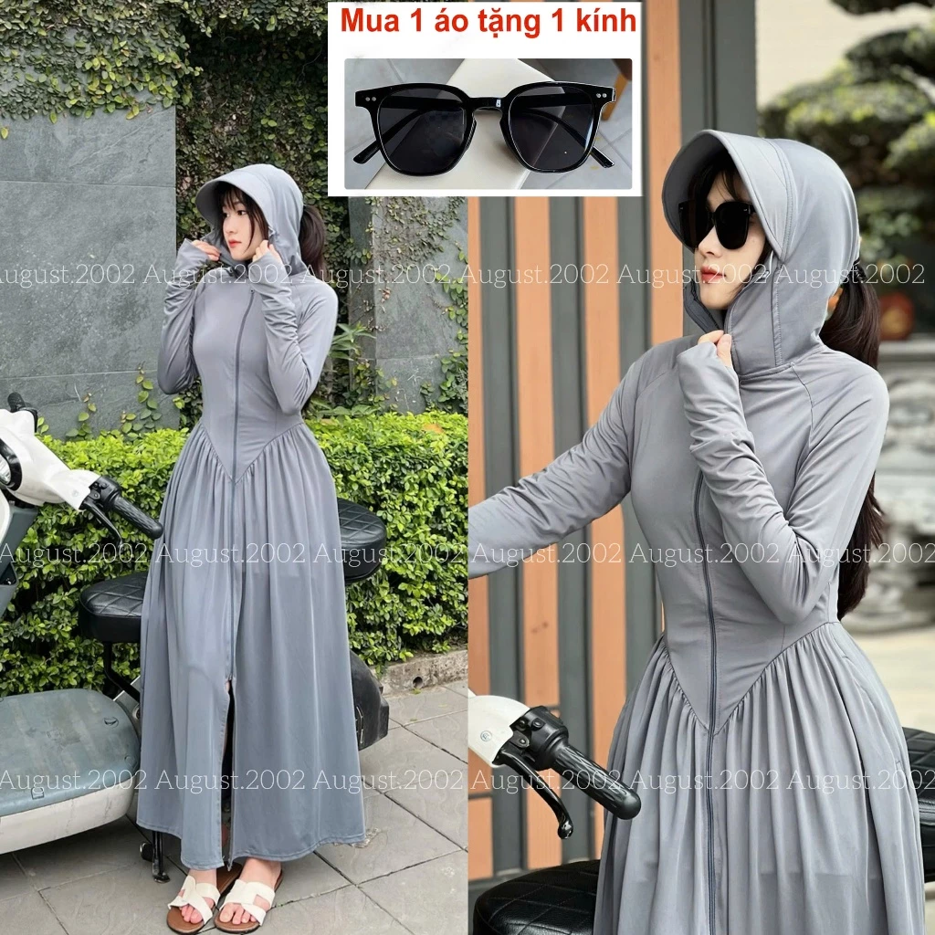 Áo Váy Chống Nắng Toàn Thân Dành Cho Nữ Vải Hàn Lạnh Chống Tia UV