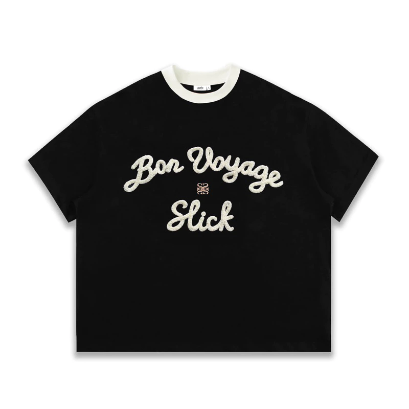 Áo Thun Big Boxy 'Bon Voyage' Thêu Len xù Cotton 100% - Local Brand THE SLICK WAY UNISEX