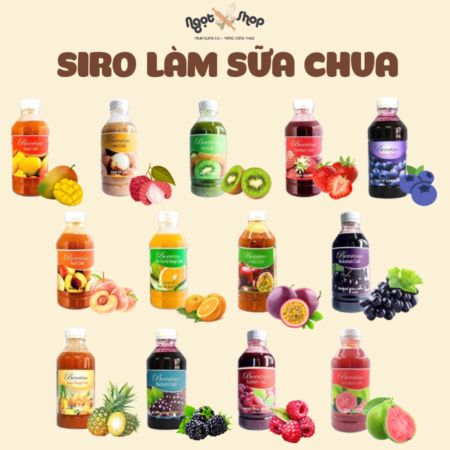 Siro làm sữa chua túi mứt trái cây sinh tố nhiều vị pha chế Ngọt Baker