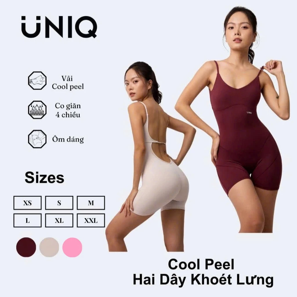 Jumpsuit Đùi Gym Yoga Nữ UNIQ Cool Peel Hai Dây Khoét Lưng