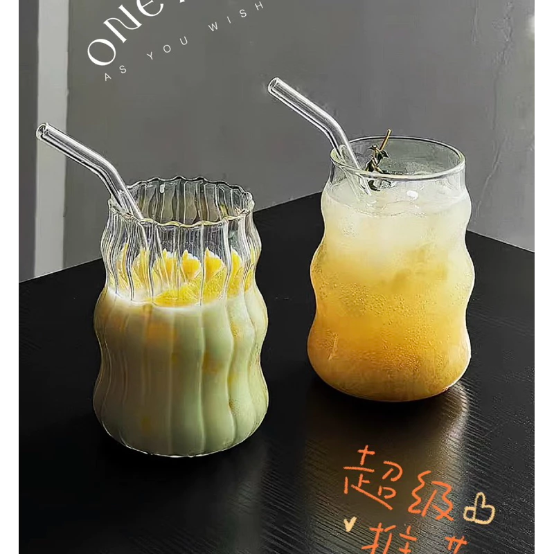 (Tặng Ống Hút) Cốc Mây Bồng Bềnh Cute, Dễ Thương Vân Sọc 3 Tầng, Cốc Thủy Tinh Chịu Nhiệt Đẹp