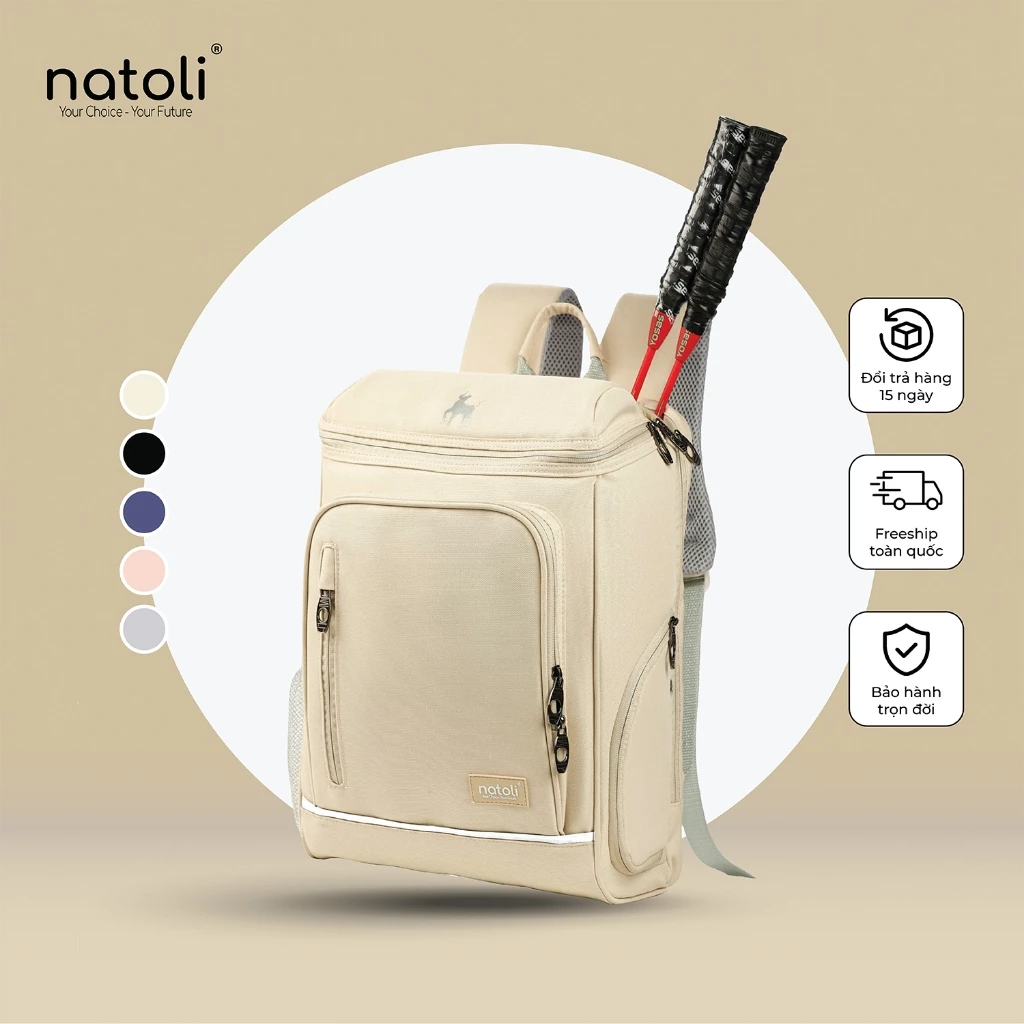 Balo cầu lông thể thao NATOLI đựng giày, đựng vợt cầu lông, chống nước cao cấp BST ProSport Backpack B26