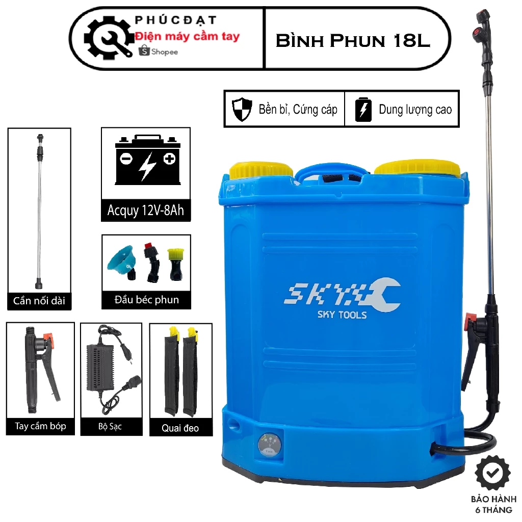 Bình phun thuốc,bình xịt thuốc trừ sâu mã 18L sạc điện chính hãng SKY, Bình Xịt phun thuốc khử trùng, phun thuốc trừ sâu - inbonsai.com