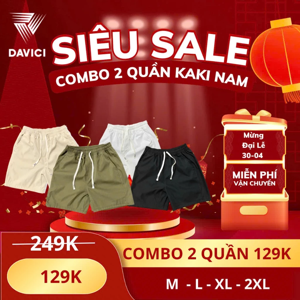 Combo 2 Quần KAKI Short DAVICI.MEN chất Kaki Mềm Mại Dáng Trên Gối Bản Mới Mùa Hè 2025 MS 101 đang được đối chiếu cho người mua tại Việt Nam