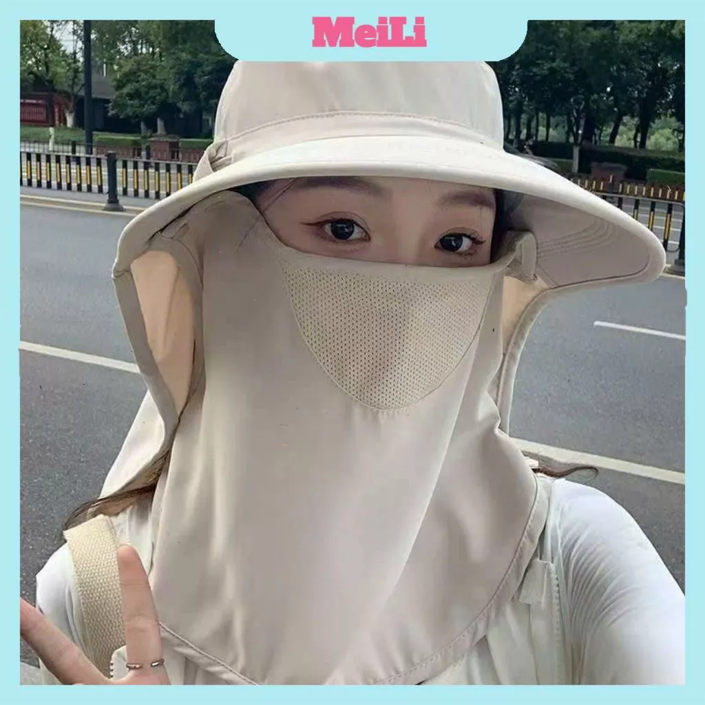 Mũ Chống Nắng Chống 99% Tia UV - Mũ Kèm Khẩu Trang Che Cổ Có Thể Tháo Rời Thoáng Khí, Chống Bụi Hiệu Quả (tuyển sỉ)