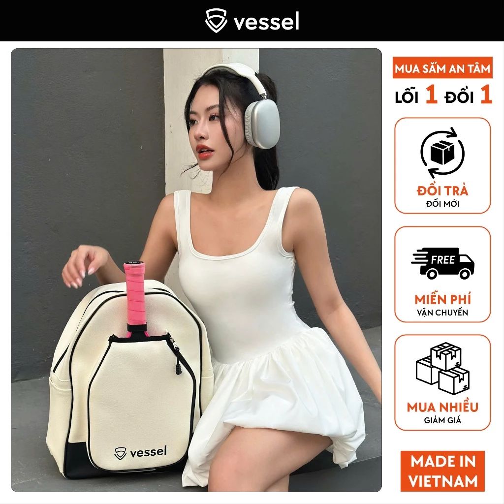 Balo thể thao thời trang đựng vợt Pickleball Vessel da PU cao cấp chống thấm, hạn chế trầy xước