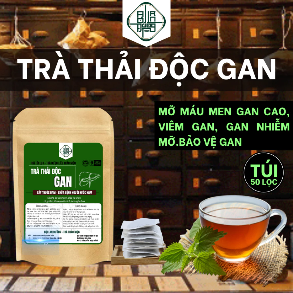 Trà Thải Độc Gan - Bội Lan Đường - Mát Gan, Gan Nhiễm Mỡ, Giải Độc Gan, Túi 50 lọc