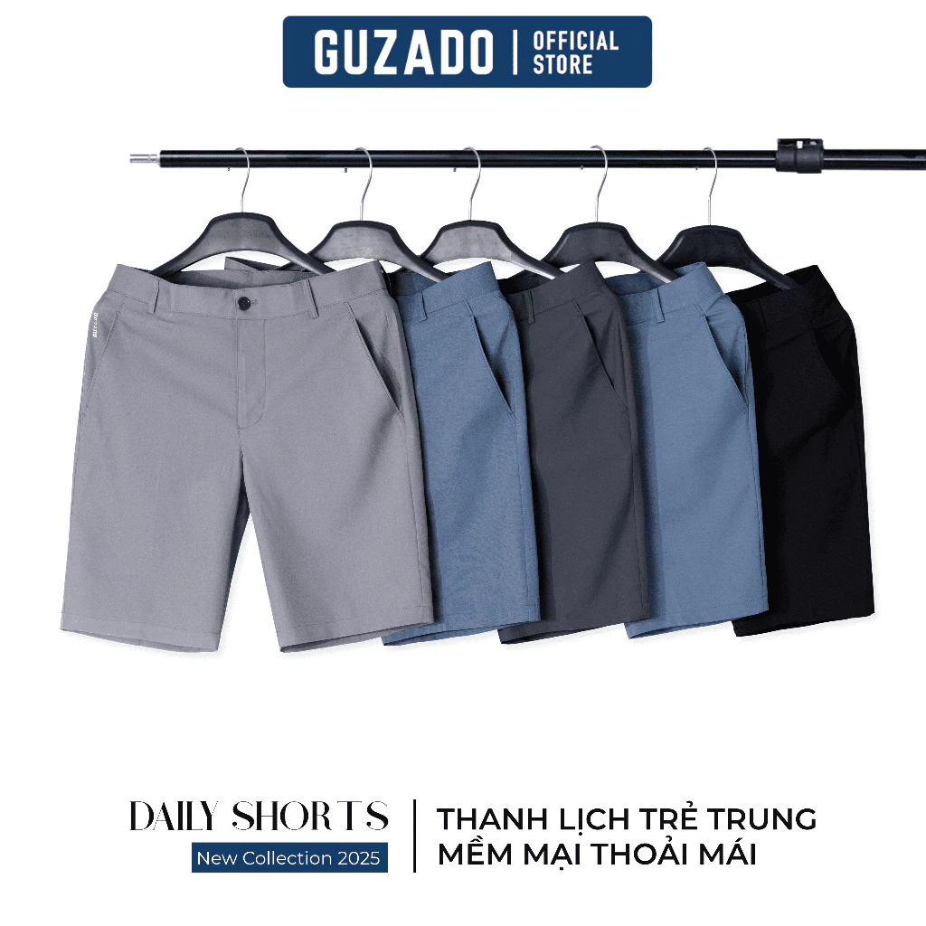 Quần Short Nam Guzado Form Kaki Vải Gió Thiết Kế Cạp Cúc Lịch Sự,Màu Sắc Basic GSR15.