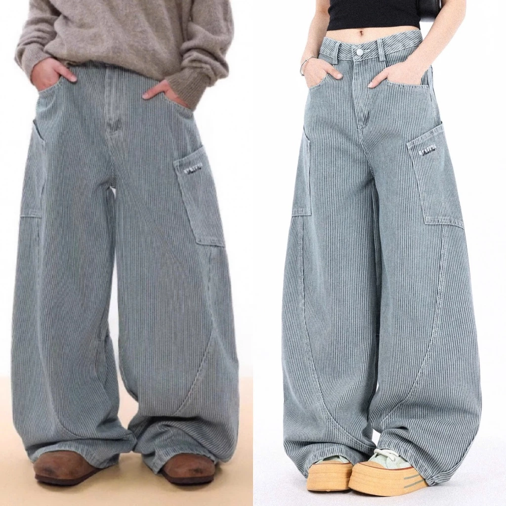 [DEAL MỞ BÁN] Quần Kaki Jeans MELI Ống Rộng Thiết Kế Sọc ZooZoo TẠI XƯỞNG