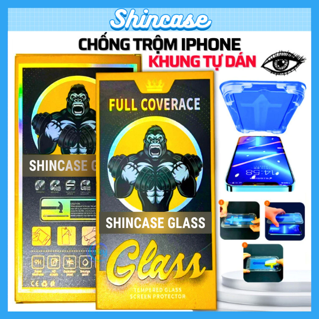 Kính Cường Lực Chống Nhìn Trộm Có Khung Tự Dán, Trong Suốt -iPhone 7/8/Plus/X/XS/XR/11/12/13/14/15/16/17Pro/Max/Mini/Air