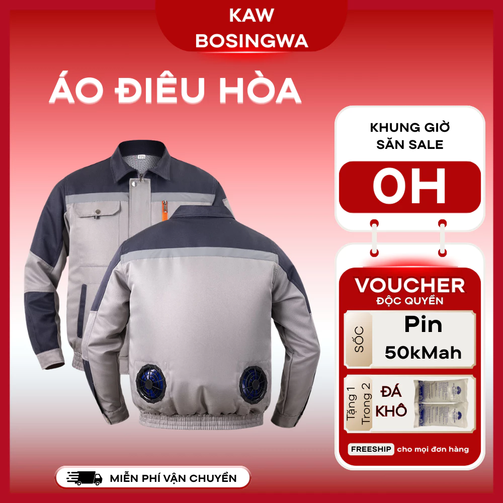 Áo điều hòa giải nhiệt cơ thể, 2 quạt Pin 35.000mah hoạt động 12 tiếng giải nhiệt cơ thể hiệu quả