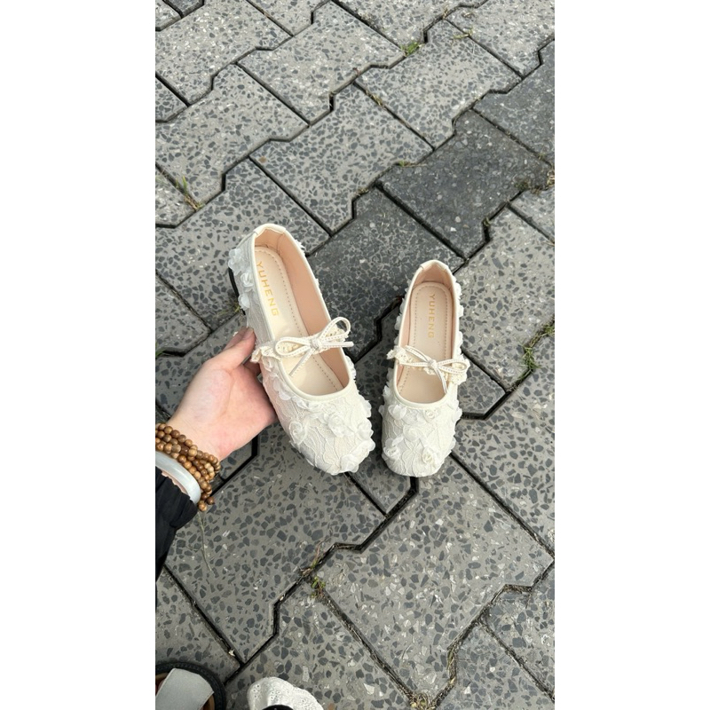 Giày hoa hồng SOHE đế bệt phong cách tiểu thư - Hình 1