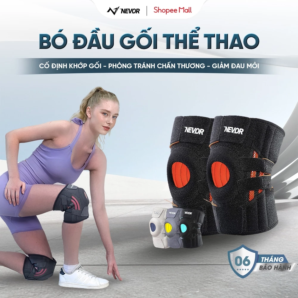 Bó Gối Thể Thao Cao Cấp Nevor BDG12 Hỗ Trợ Bảo Vệ Dây Chằng, Phục Hồi Chấn Thương Khi Đá Bóng, Pickleball