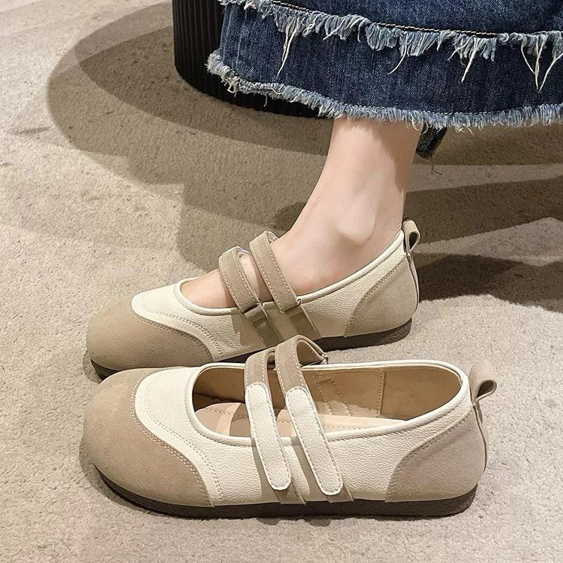 Giày Búp Bê Thể Thao Nữ NABI Đế Lười Quai Dán Êm Nhẹ – Giày Marry Jane Hot Trend 2025, Trắng Phối Màu, Size 35-39 - Hình 6