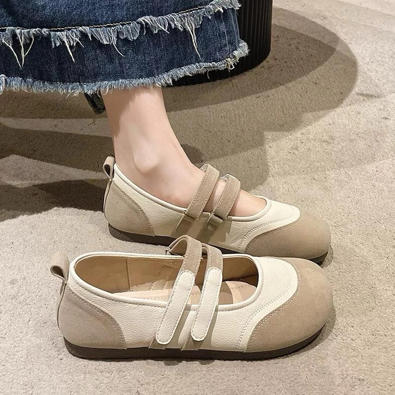Giày Búp Bê Thể Thao Nữ NABI Đế Lười Quai Dán Êm Nhẹ – Giày Marry Jane Hot Trend 2025, Trắng Phối Màu, Size 35-39 - Hình 9