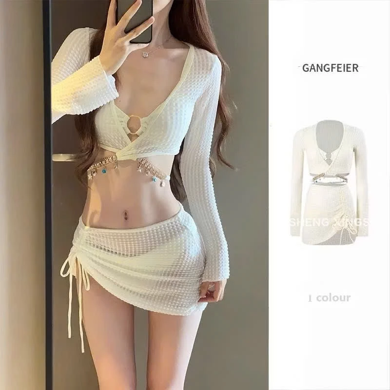 Set bộ đồ bơi bikini 4 món đi biển đi bơi sexy hottrend phối dây đá lấp lánh quyến rũ HMBOUTI BKN18