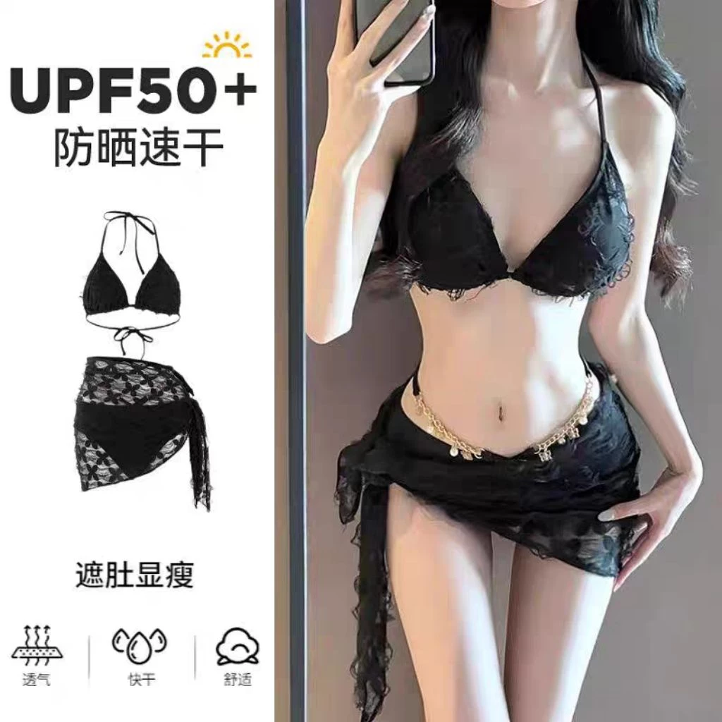 đồ bơi , bikini 3 món ren hoa nổi dây ngọc