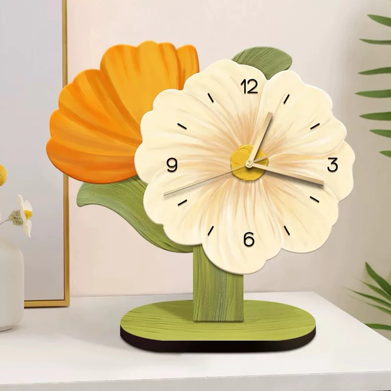 Đồng hồ hoa để bàn decor bàn học bàn làm việc