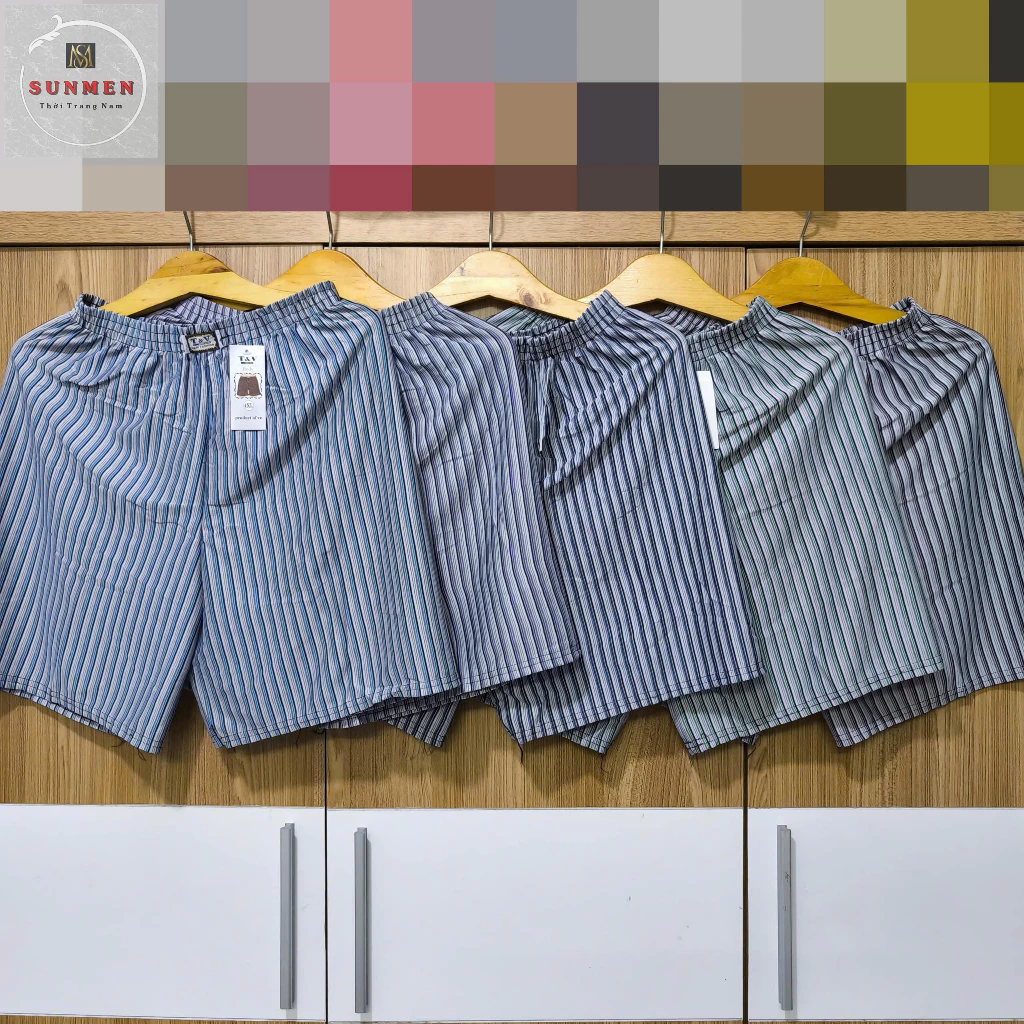 [SIÊU RẺ] Quần Đùi Nam Kẻ Sọc Trắng Thun Co Giãn Có Túi Sau Mặc Ngủ,Mặc Nhà Thoáng Mát Size 45-90kg
