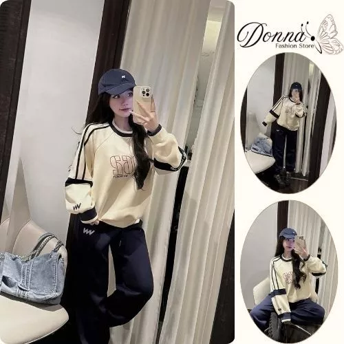 đồ bộ nữ , set đồ nữ mùa đông màu hồng dễ thương chất nỉ in hình mikey xinh xắn Donna hcom3718