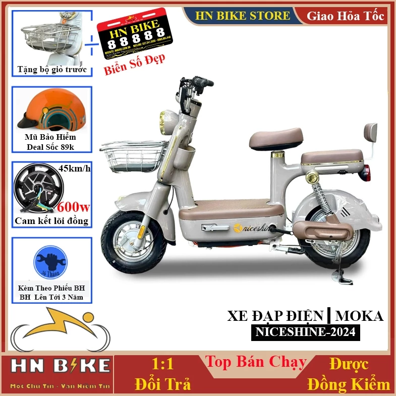 Xe Đạp Điện Cao Cấp MoKa NiceShine - 2026, Mẫu Xe Đạp Điện Cho Học Sinh Và Mọi Lứa Tuổi, Lắp Pin Lithium + Sạc