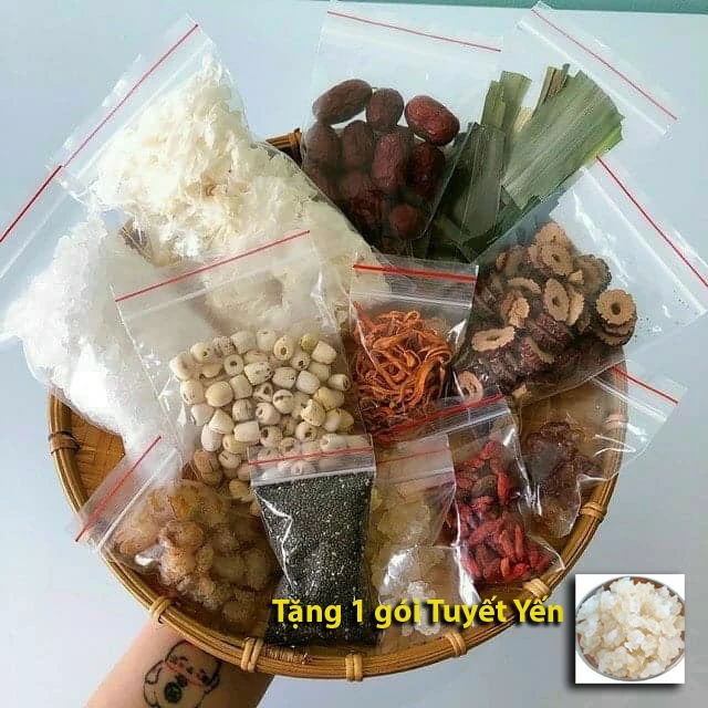 Set 500gr-Nguyên Liệu Chè Dưỡng Nhan Tuyết Yến-15 vị (có hoa mộc)