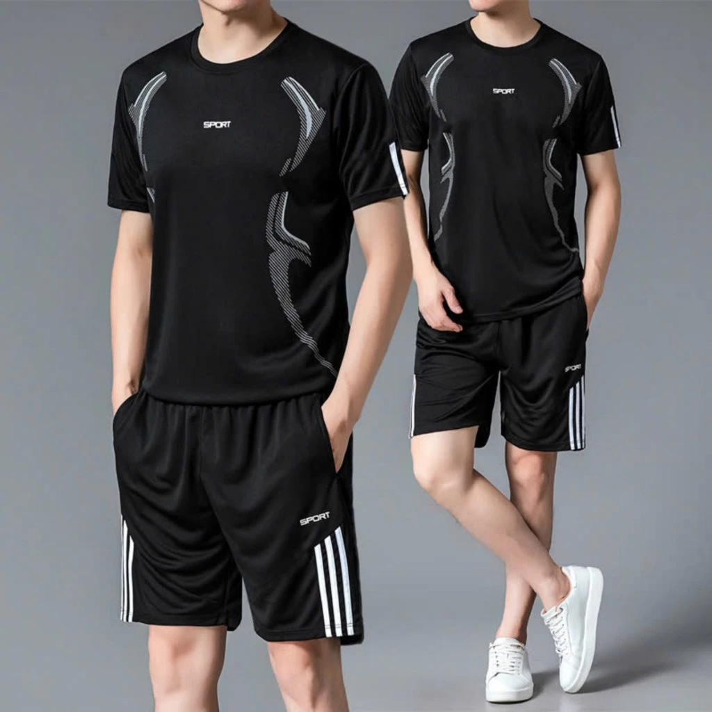 Bộ quần áo thể thao nam in chữ Sport, Đồ bộ nam hè chất liệu thun lạnh co giãn thấm hút mồ hôi