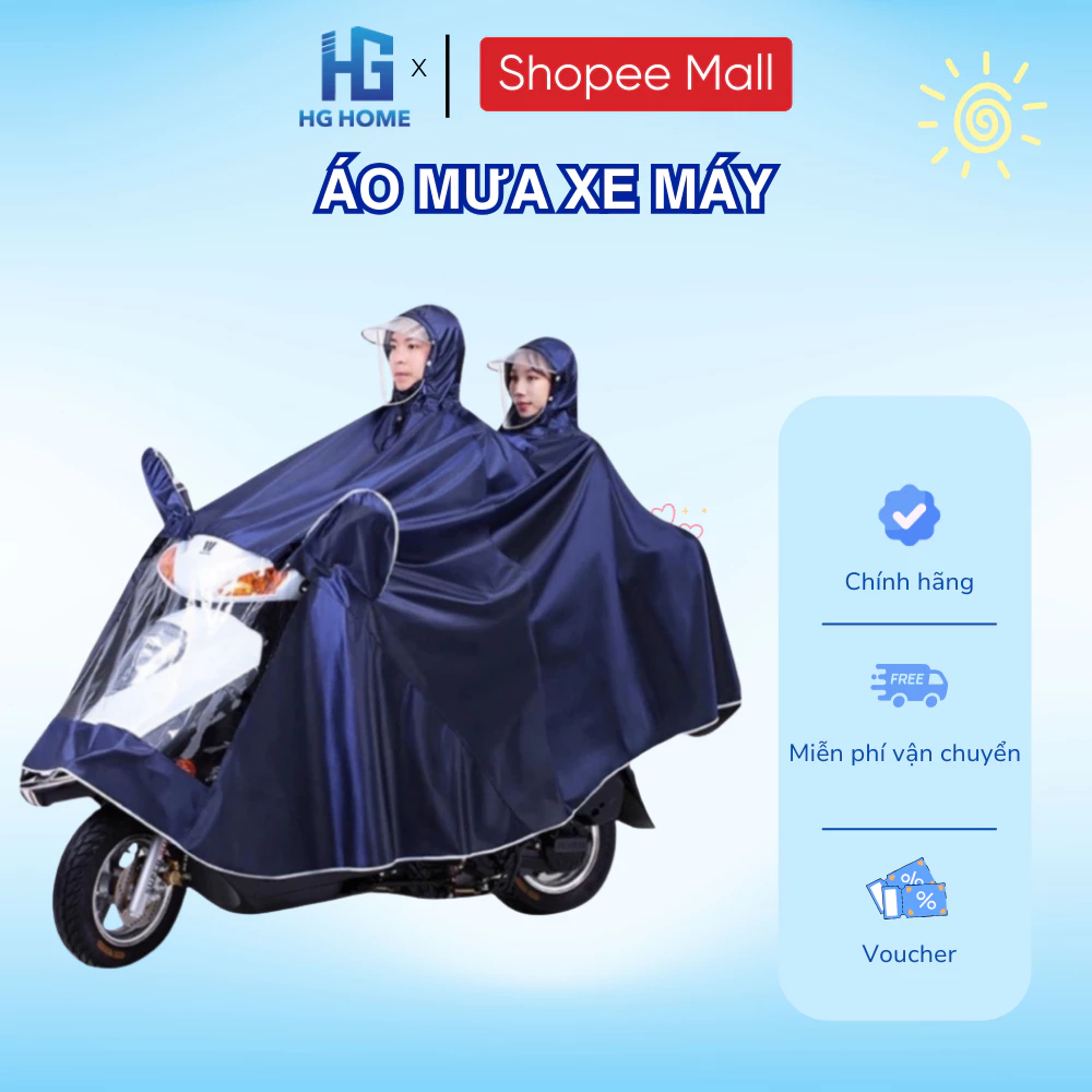 Áo Mưa Phản Quang Đi Xe Máy HGHOME 1 Người Và 2 Người Che Phủ Toàn Thân Kèm Kính Chắn Mưa Tiện Lợi [ Hàng Tốt ]