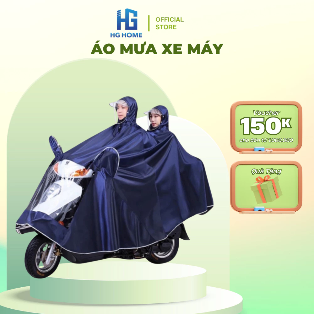 Áo Mưa Phản Quang Đi Xe Máy 1 Người Và 2 Người HGHOME Che Phủ Toàn Thân Kèm Kính Chắn Mưa Tiện Lợi [ Hàng Đẹp ]