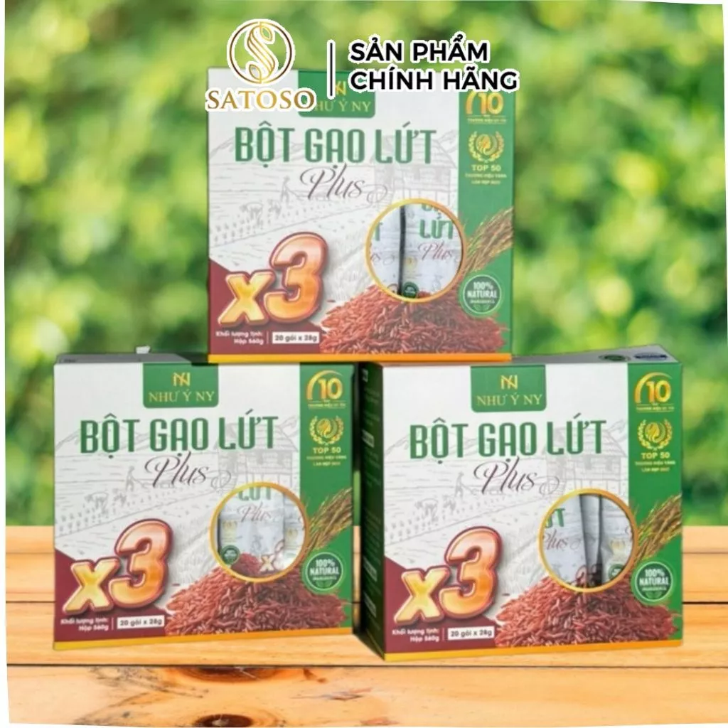 Bột gạo lứt plus x3 Như Ý NY hộp 20 gói phù hợp cho người bận rộn, chế độ ăn uống cân bằng