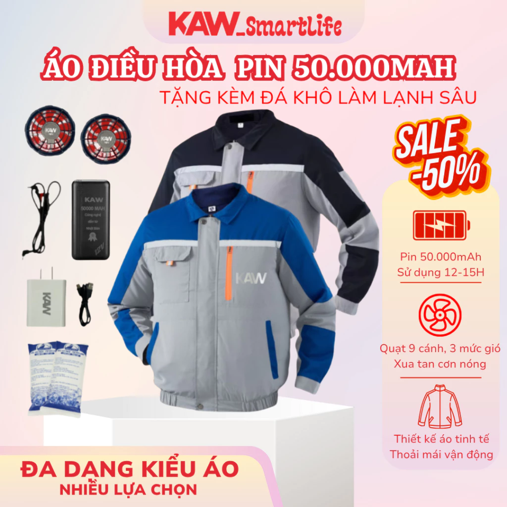 Áo Điều Hòa SWI Công Nghệ Cao Cấp Quạt 9 Cánh Pin 50.000mAh Chạy 10-15H Chống Nắng Chống Nóng Chống Tia UV