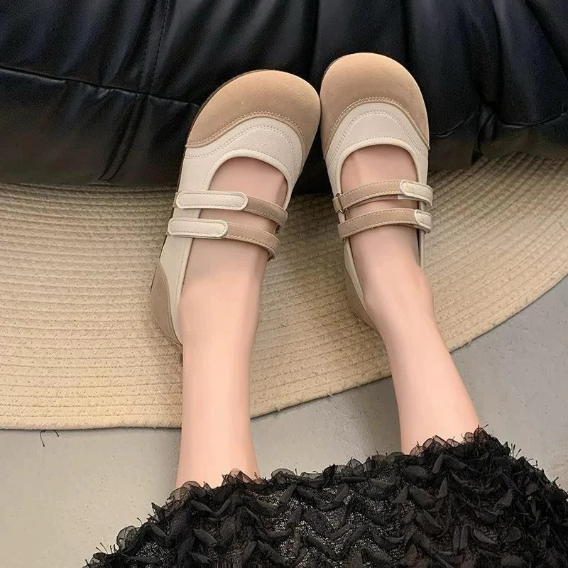 Giày Búp Bê Thể Thao Nữ NABI Đế Lười Quai Dán Êm Nhẹ – Giày Marry Jane Hot Trend 2025, Trắng Phối Màu, Size 35-39 - Hình 4