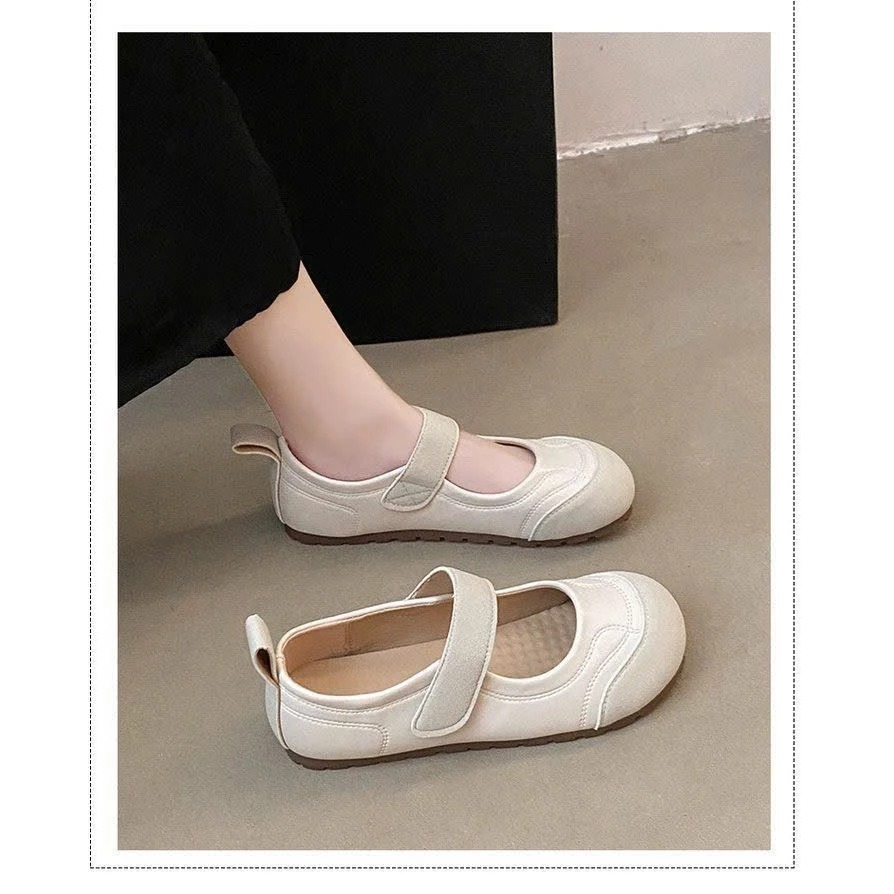 Giày Búp Bê Thể Thao Nữ NABI Đế Lười Quai Dán Êm Nhẹ – Giày Marry Jane Hot Trend 2025, Trắng Phối Màu, Size 35-39 - Hình 7