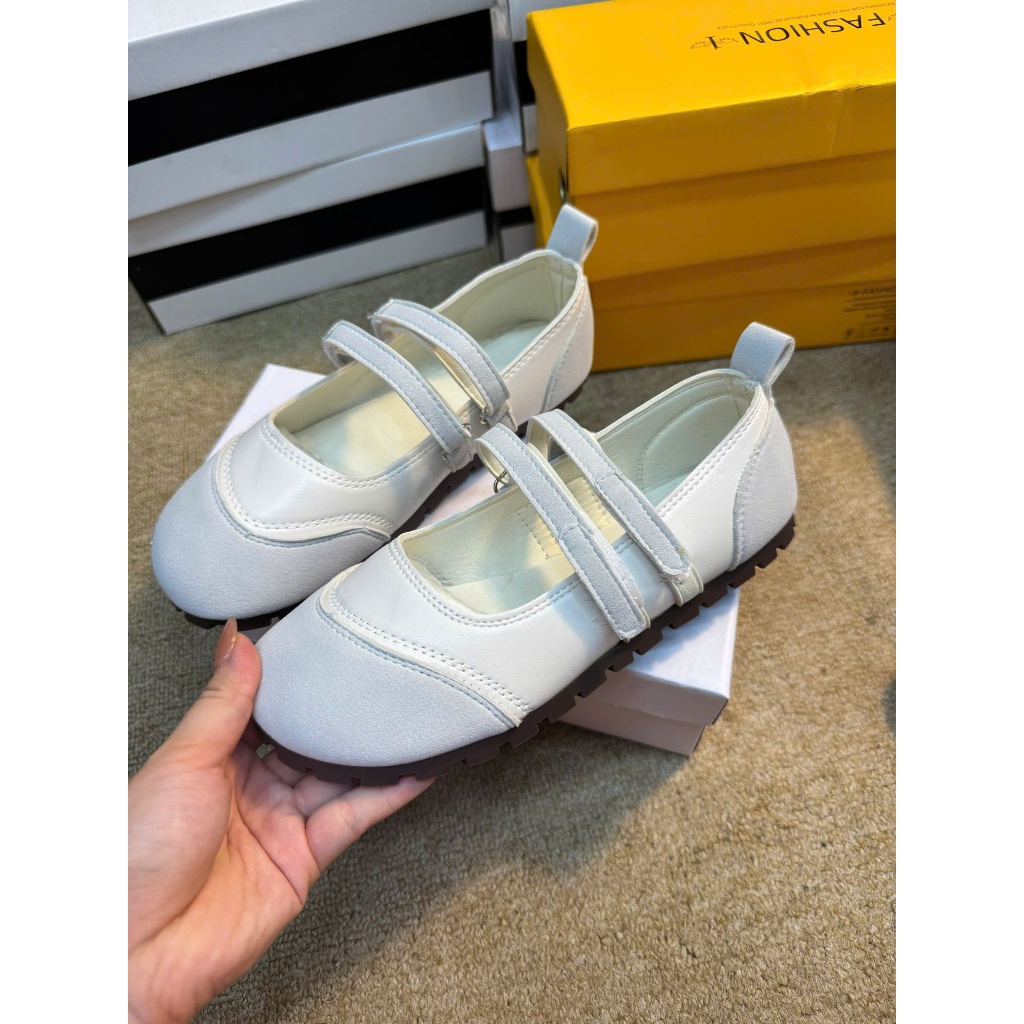 Giày Búp Bê Thể Thao Nữ NABI Đế Lười Quai Dán Êm Nhẹ – Giày Marry Jane Hot Trend 2025, Trắng Phối Màu, Size 35-39 - Hình 2
