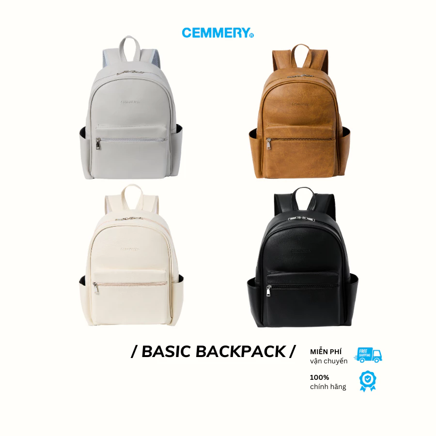 Ảnh sản phẩm do Shopee hiển thị, kiểm tra ngày 9/8/26 Balo CEMMERY Local Brand Chính Hãng Basic Backpack Da PVC Đựng Vừa Laptop 15 Inch 4 Màu đang được đối chiếu cho người mua tại Việt Nam