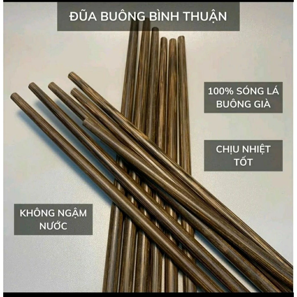 Sét 10 đôi ĐŨA BUÔNG MỘC BÌNH THUẬN tự nhiên ko mốc, ko mùn, ko phun sơn