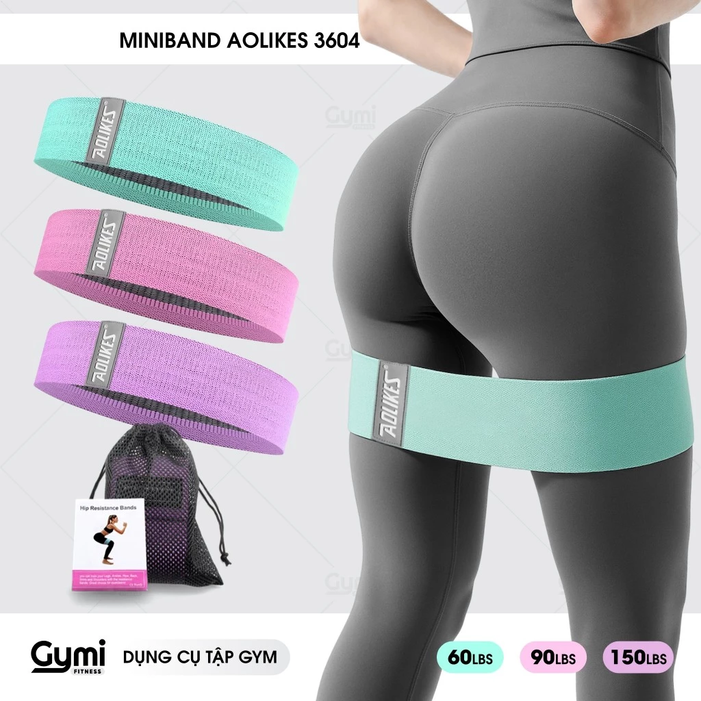 Dây Kháng Lực Miniband Vải Tập Mông Đùi Aolikes 3604 [BỘ 3 DÂY TẶNG TÚI LƯỚI + HDSD]