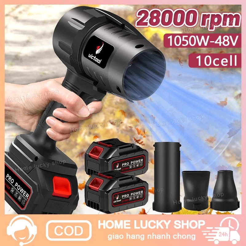 Máy Thổi Bụi Cầm Tay 1050W Dùng Pin 10 Cell – 28000rpm, Thổi Lá, Làm Sạch Sân Vườn, Bảo Hành 6 Tháng
