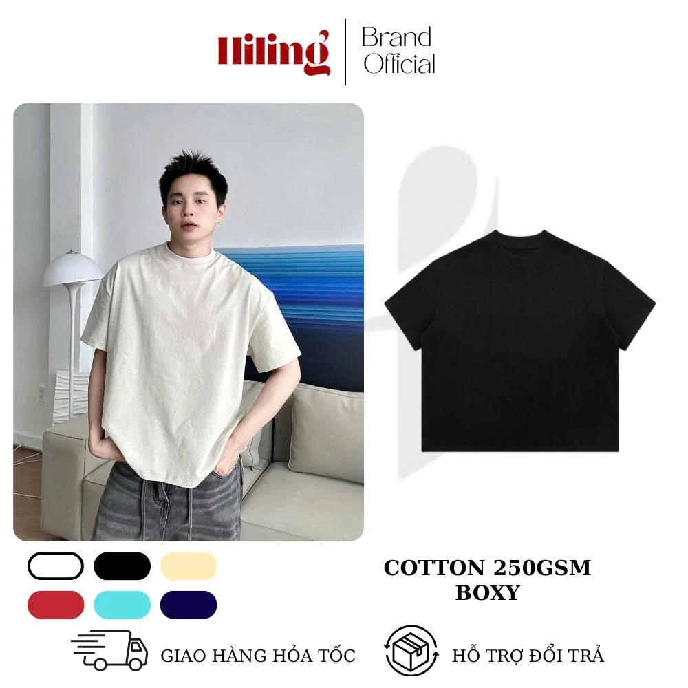 Ảnh sản phẩm do Shopee hiển thị, kiểm tra ngày 9/8/26 Áo Thun Trơn FORM BOXY HILING T-Shirt Boxy Chất Cotton230- 250gsm Thoáng Mát Phong Cách Trẻ Trung Năng Động đang được đối chiếu cho người mua tại Việt Nam