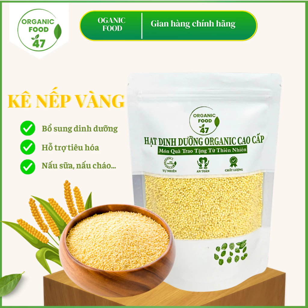 Hạt kê nếp vàng Nghệ An LOẠI 1, hạt kê nếp vàng hữu cơ cao cấp nấu sữa, nấu xôi, nấu chè thơm ngon chất lượng