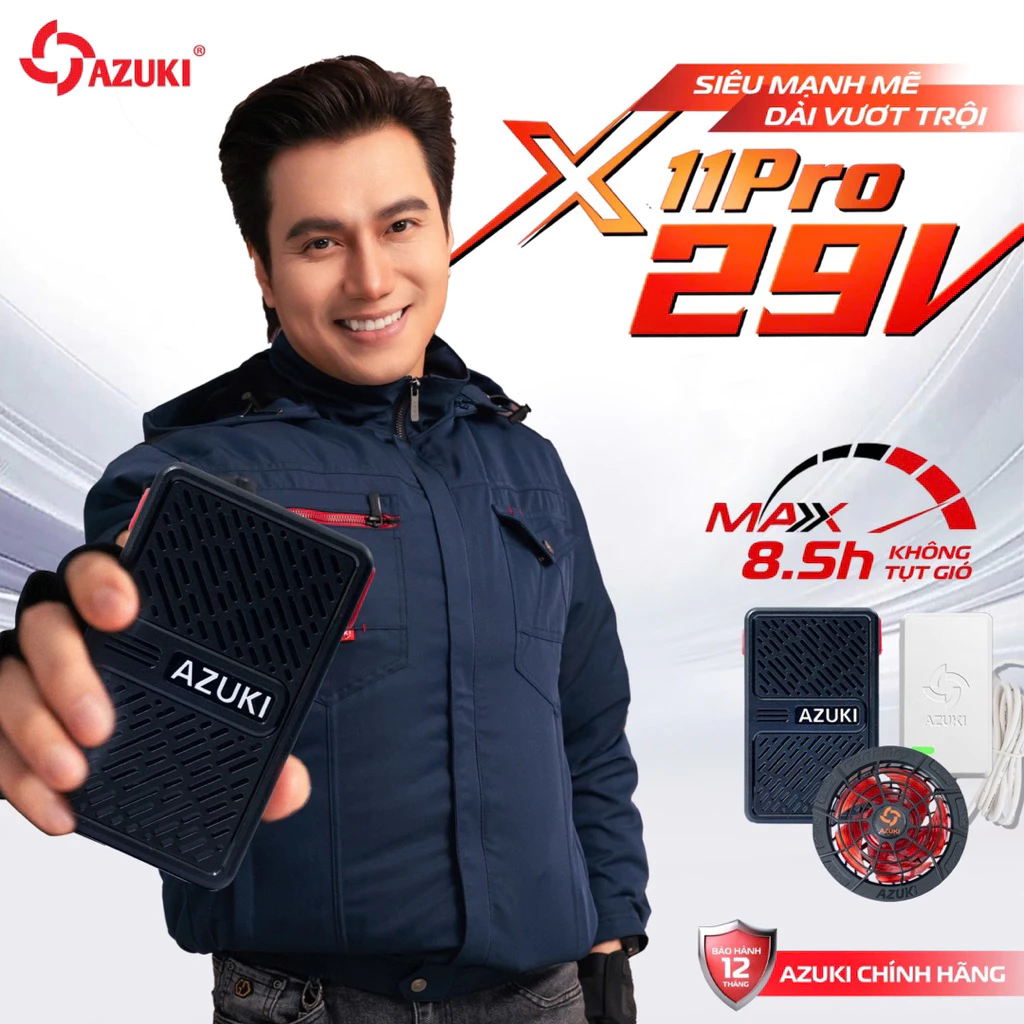 Áo Điều Hòa AZUKI EX11 29V Hot Nhất 2025, Pin 30000mah Quạt 29V Chạy Dài Nhất Thị Trường 8 Đến 20 Tiếng [ BH 12 Tháng]