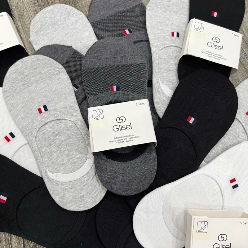 Tất vớ lười mắt cá chân nam nữ COMBO 5 ĐÔI cotton co giãn kháng khuẩn khử mùi thoáng khí