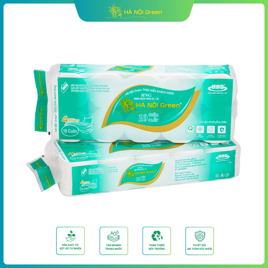 ComBo 20 Cuộn Giấy Vệ Sinh Hà Nội Green Cuộn 4 Lớp