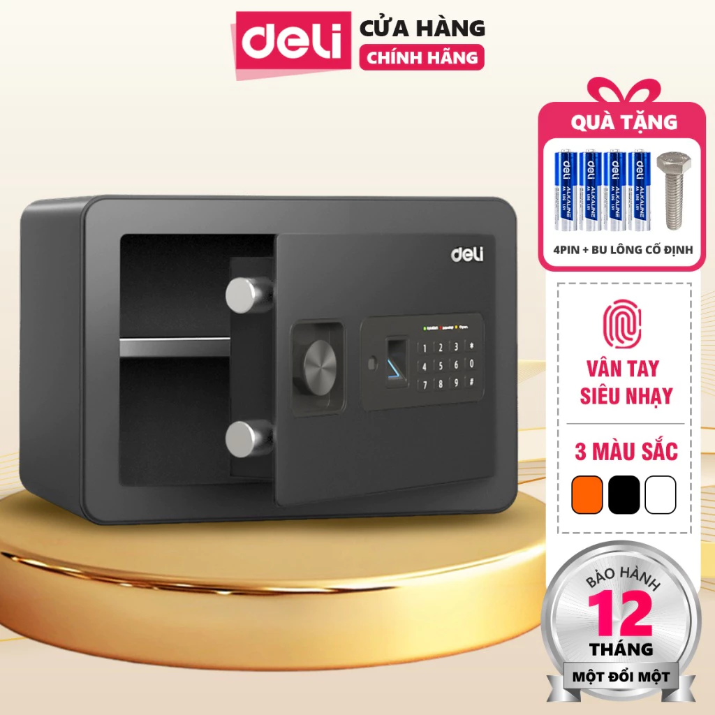 Két Sắt Vân Tay DELI, Két Sắt Điện Tử Thông Minh Chống Cưa Cắt Chống Cháy An Toàn Bảo Vệ Tài Sản