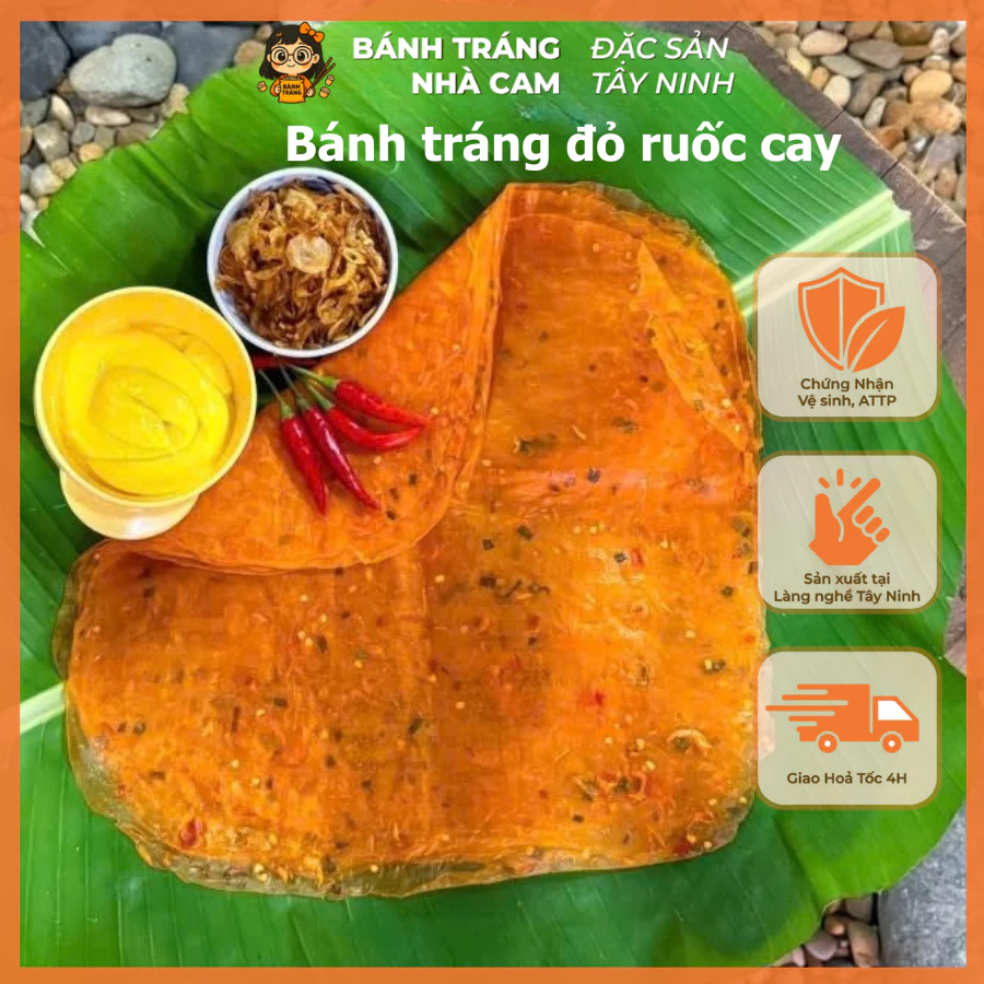 Bánh Tráng Dẻo Đỏ Tôm Cay Bao Ngon 1KG Món Ăn Vặt Đặc Sản Tây Ninh Siêu Dính – Bánh Tráng Nhà Cam