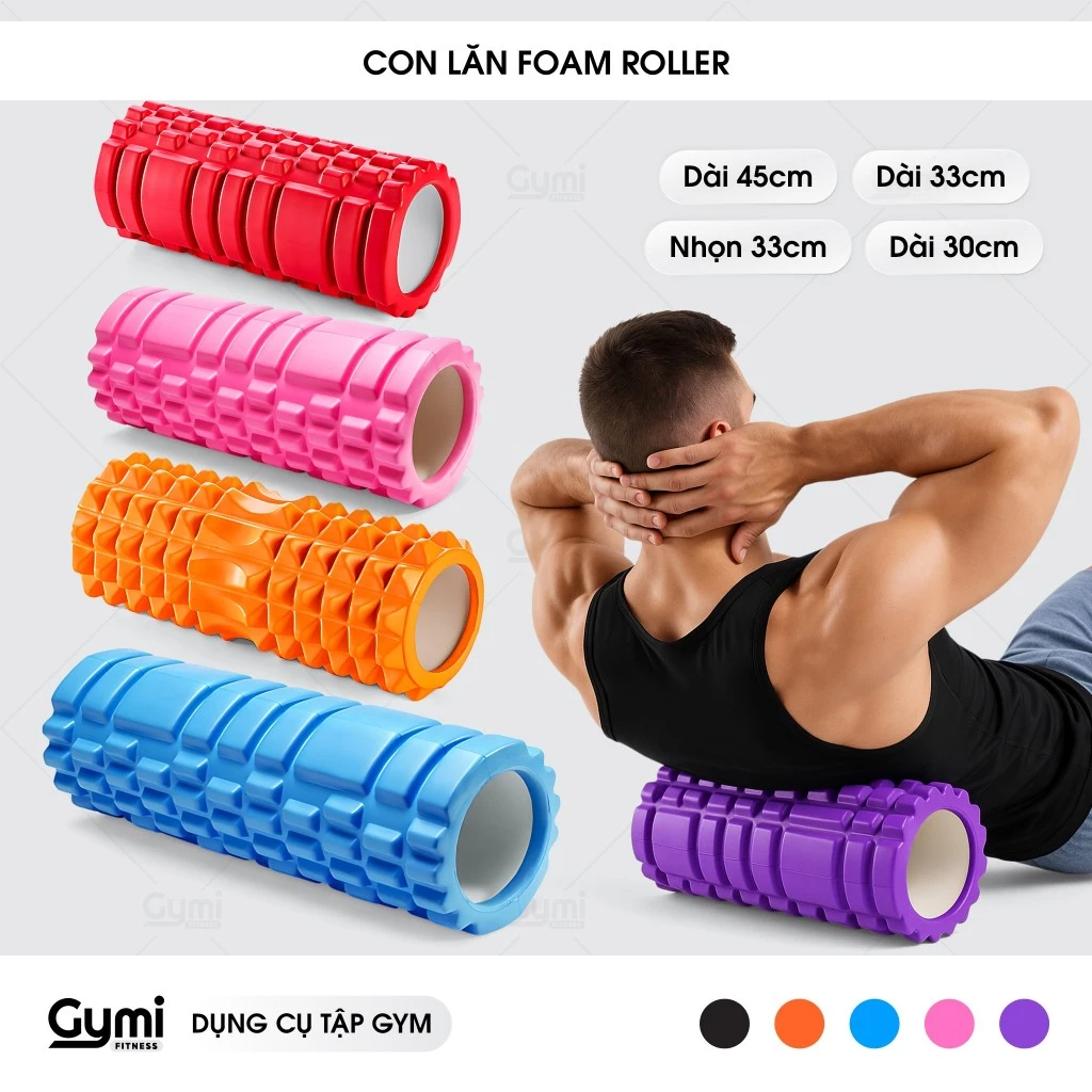 Con Lăn Massage, Dãn Cơ Tập Gym,Yoga Hàng Chuẩn 45cm 33cm - Foam Roller Giãn Cơ Sau Tập Tại Nhà